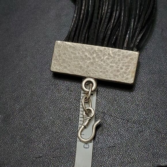 *Sale* Silver tone swirl with black cord bracelet - Picture 3 of 8